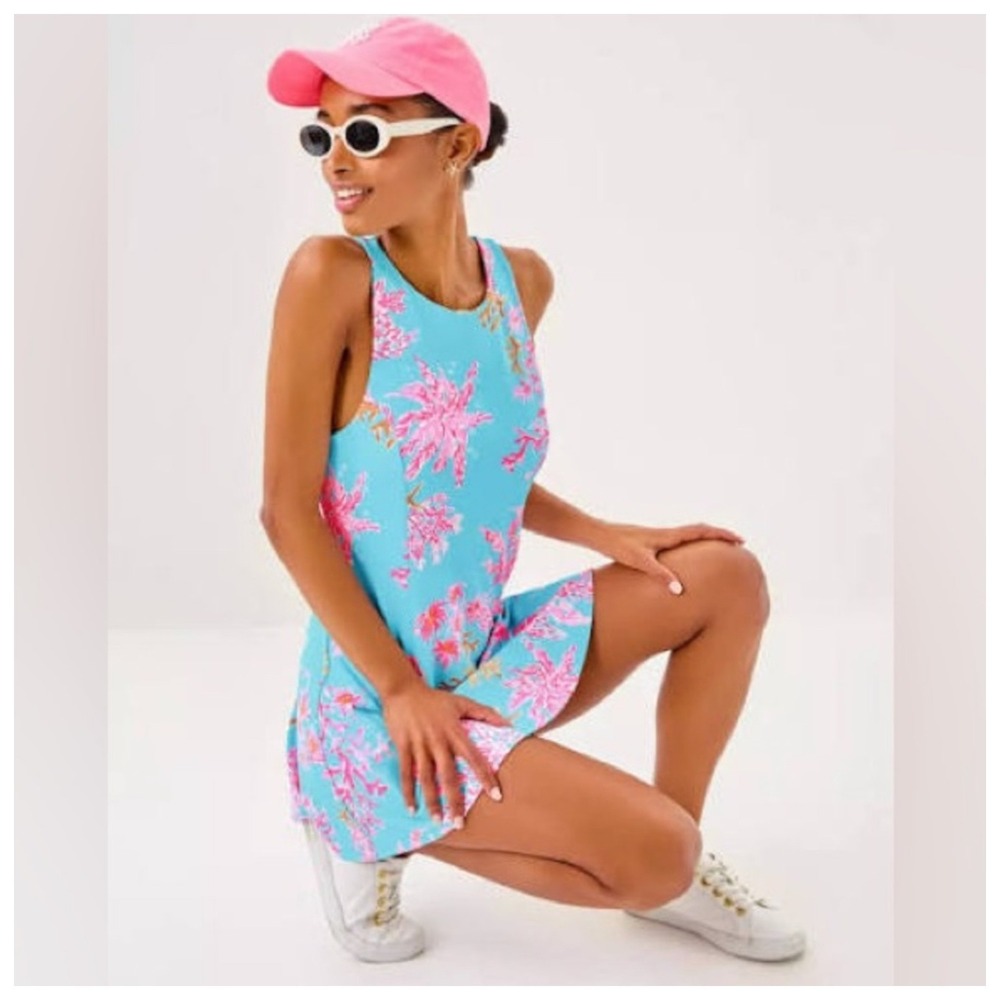 NWT Lilly Pulitzer UPF 50+ Luxletic Westley Active Dress athletic royal coral z0